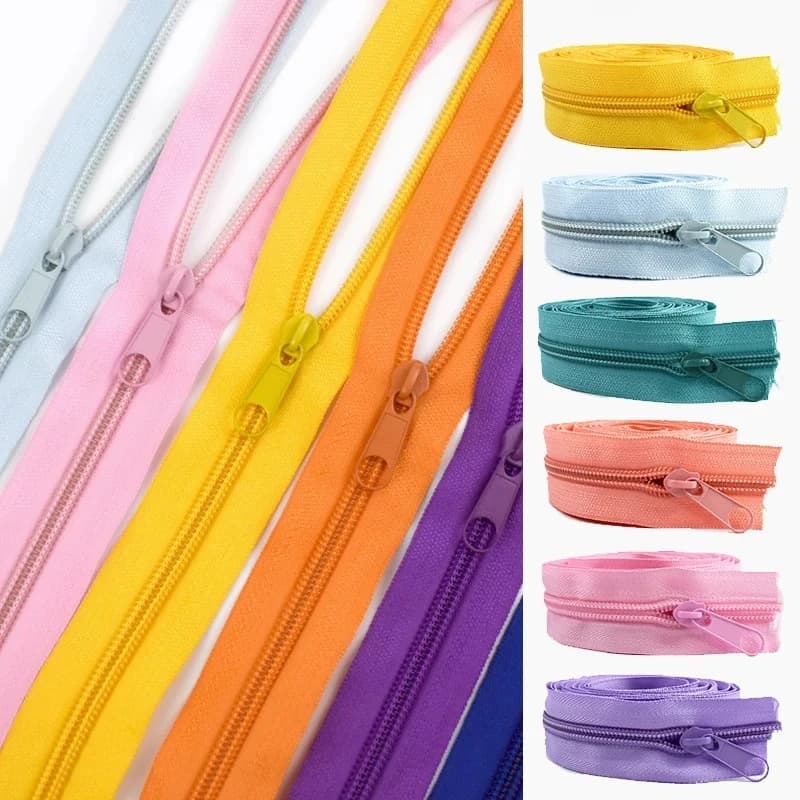 2/5/10/20M 3 # 5 # Cerniera in nylon arcobaleno con borse scorrevoli Decorazione per indumenti Chiusura con cerniera al metro Kit di riparazione Zip Accessori per cucire