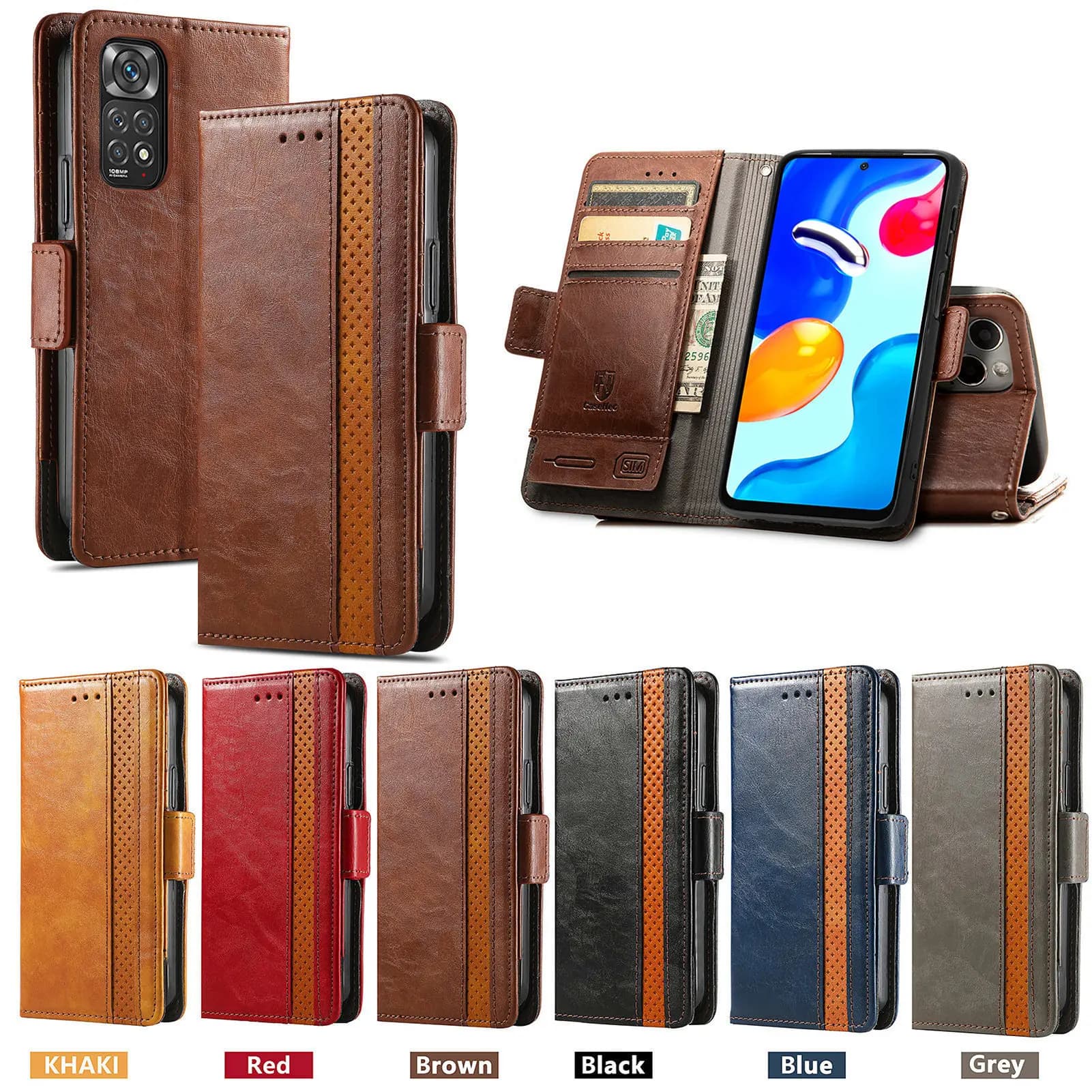 RFID Blocking Case For Blackview Oscal C80 C70 A52 Wrieless Charging Leather 3 Card Cover For Blackview Shark 9 Wave8C Wave6C