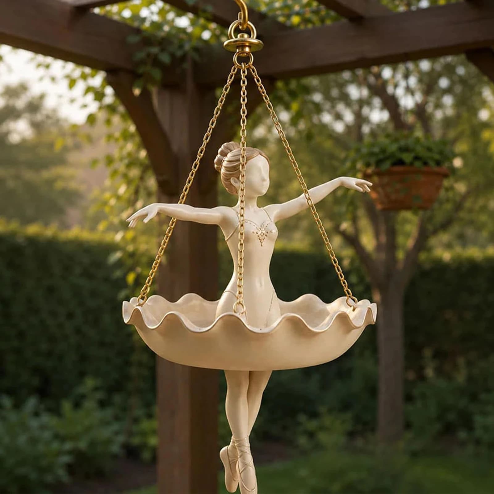 Decorative Hanging Flower Pot Weather Proof Ballet Girl Figure Swinging Plants Growing Pot Fade Resist for Indoor Outdoor Garden