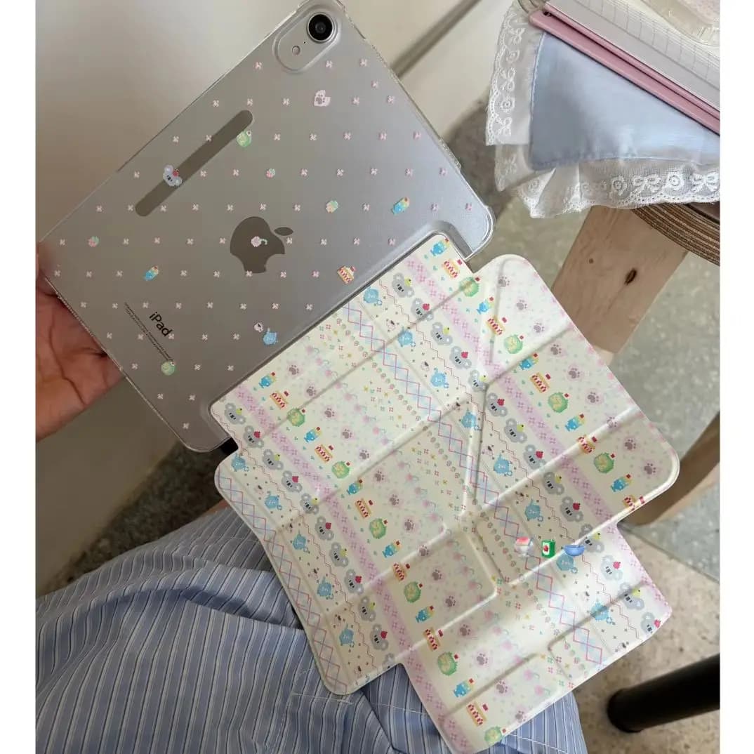Korean Ins Kara Cake Full Screen Flower Cover For iPad Pro 13 11th M5 M4 12.9 A16 10 8 7 9th 10th Air 11 M2 M3 Mini Tablet Case