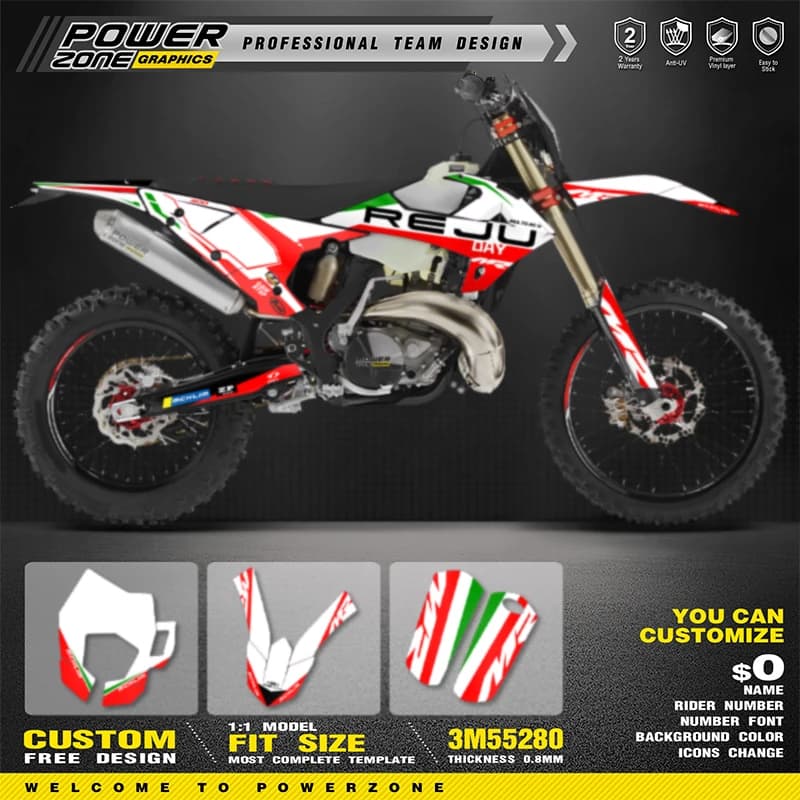 PowerZone Personalizzato Grafica della Squadra Sfondo Decalcomanie Kit Adesivi Per RIEJU MR 300 2020 2021 Numero Nome Personalizza 01
