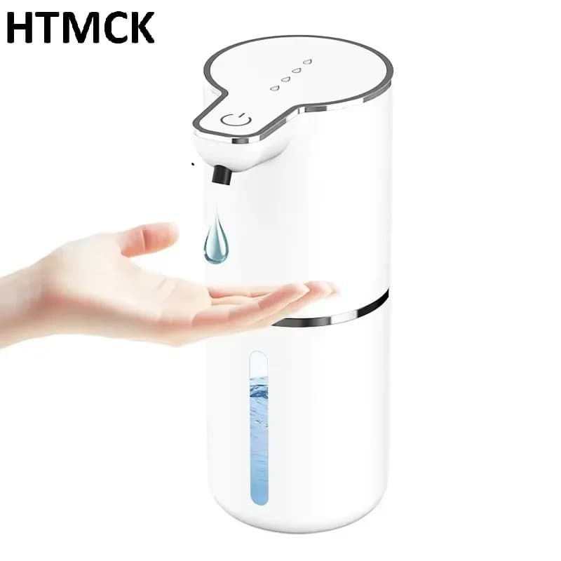 HTMCK Touchless Automatic Foam Soap Dispenser, Wall Mount & Countertop USB Rechargeable Sensor Soap Dispenser, White & Black Opt