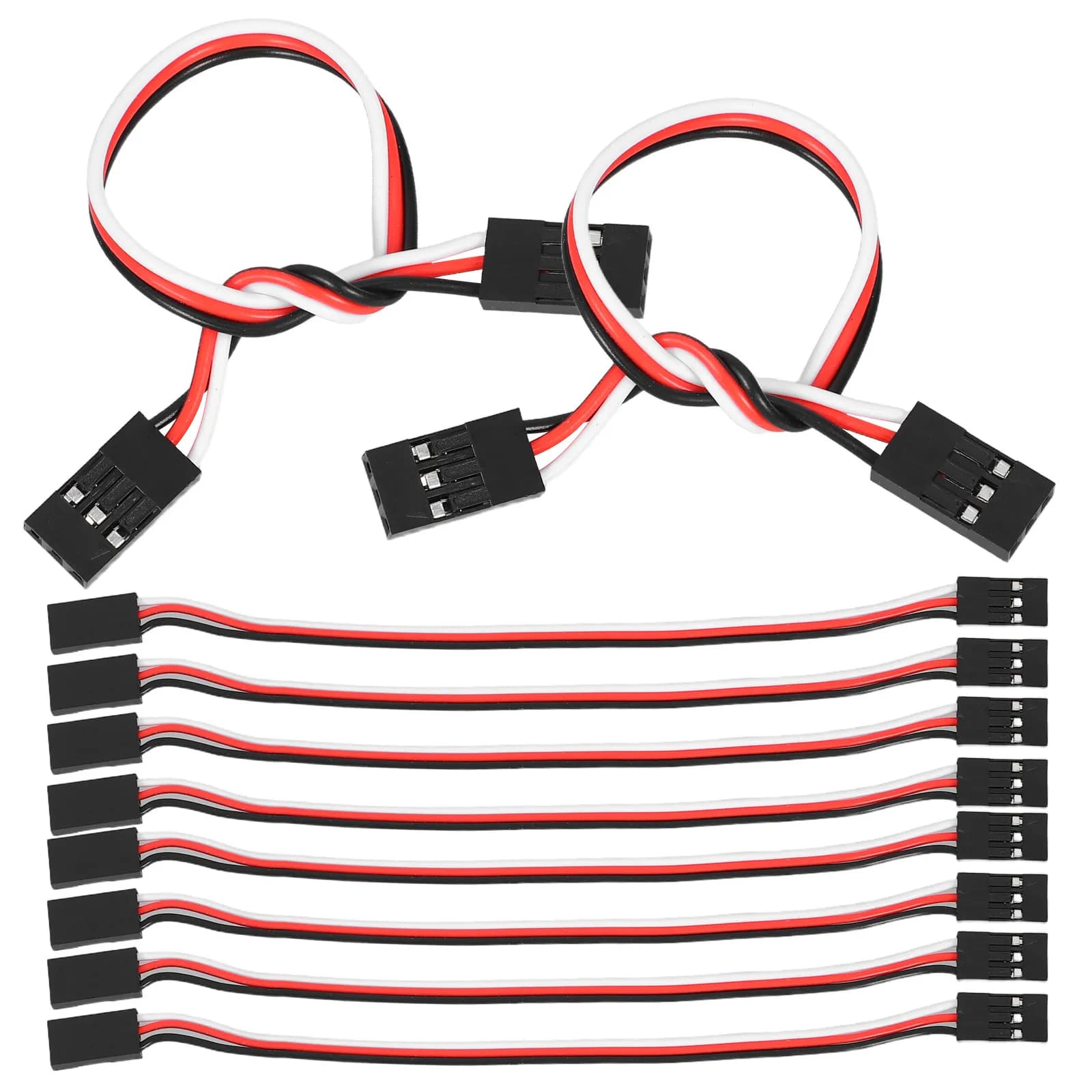 10 Pezzi Cavo di Prolunga Servo da 10 Cm con Connettore JST Femmina-Femmina a 3 Pin per Auto RC, Aerei, Elicotteri e Ricevitori Servo
