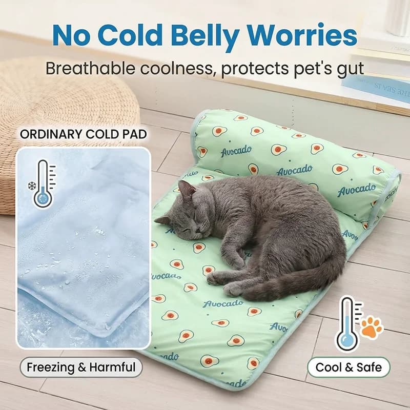 Tappetino Refrigerante in Seta Ghiacciata per Animali Domestici, Tappetino Rinfrescante Estivo Antiscivolo Traspirante per Gatti e Cani, Pieghevole e Lavabile