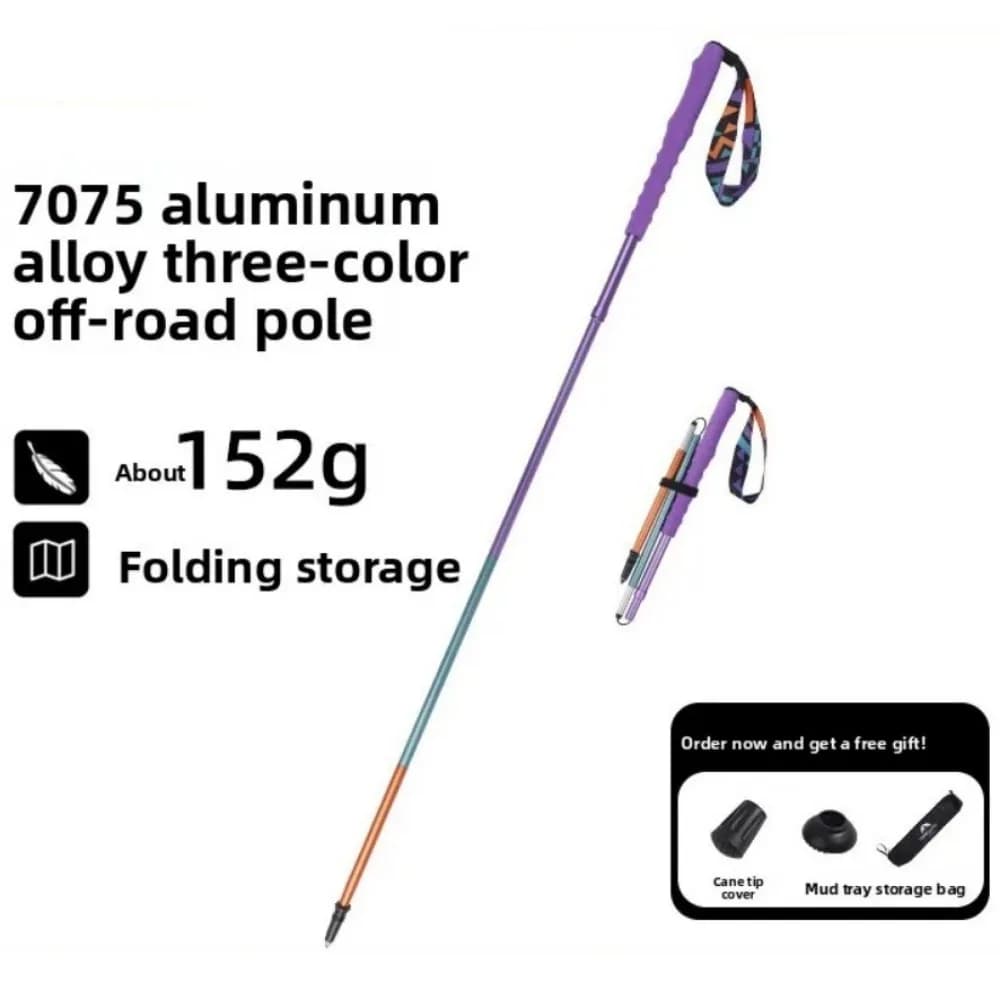 Outdoor Professional 7075 Aluminum Alloy Ultra-light Folding Hiking Walking Stick Running Cross-country Camping Walking Stick