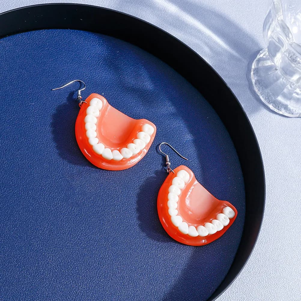 1 Paio di Orecchini Divertenti a Forma di Denti per Donne, Gioielli Creativi Pendenti, Perfetti per Festival, Estate, Spiaggia, Appuntamenti, Feste di Natale