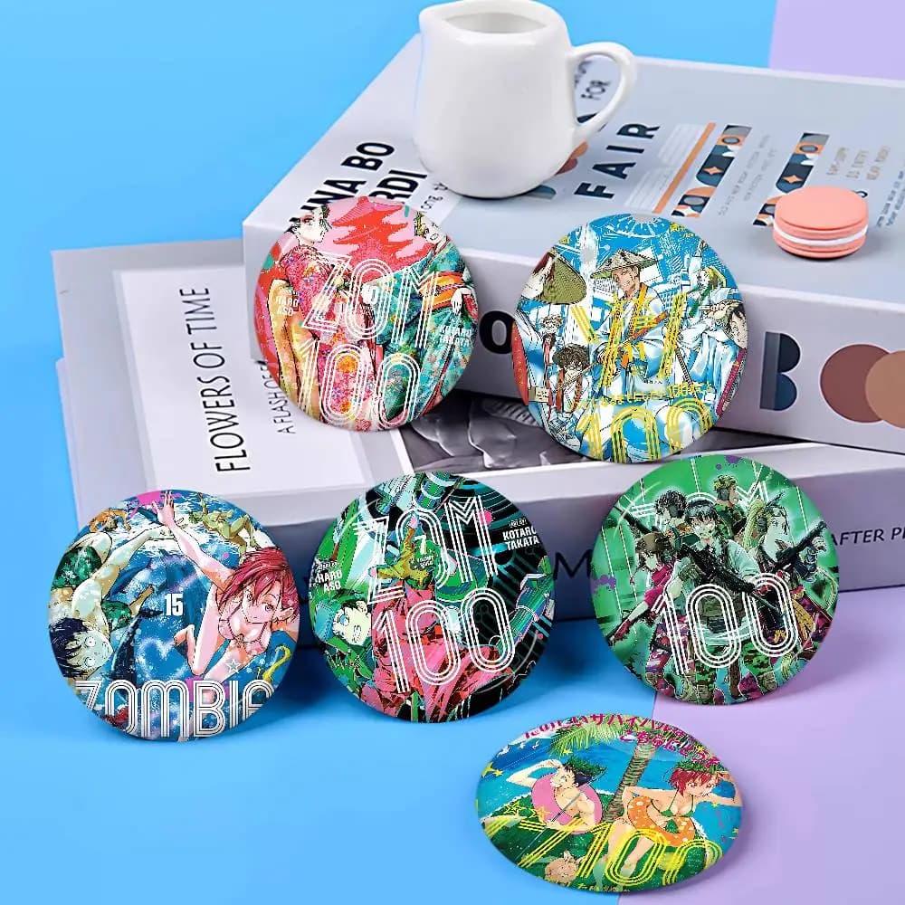 Spille Rotonde Classiche Anime Z-Zom 100 Adventure, Spille Creative con Slogan, Decorazioni per Zaini e Vestiti, Gioielli alla Moda, Regali