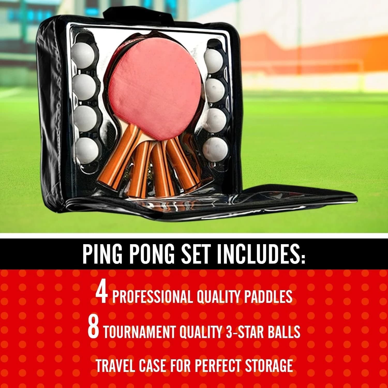 Set di racchette da ping pong - Set di racchette da ping pong portatili con custodia professionale per racchette da ping pong e palline da ping pong