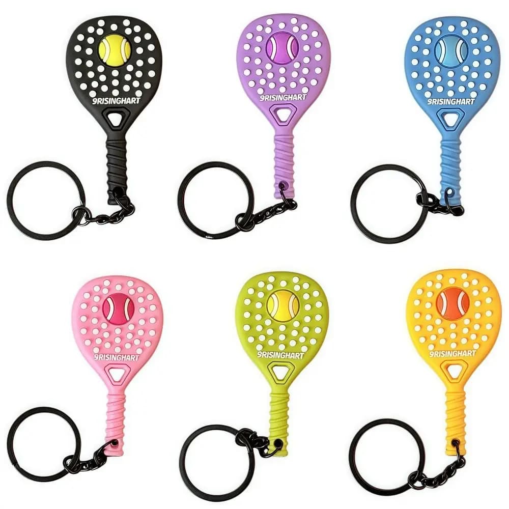 Portachiavi Creativo a Forma di Mini Racchetta da Tennis in Gomma Morbida PVC, Ciondolo Realistico per Borsa Sportiva, Regalo alla Moda