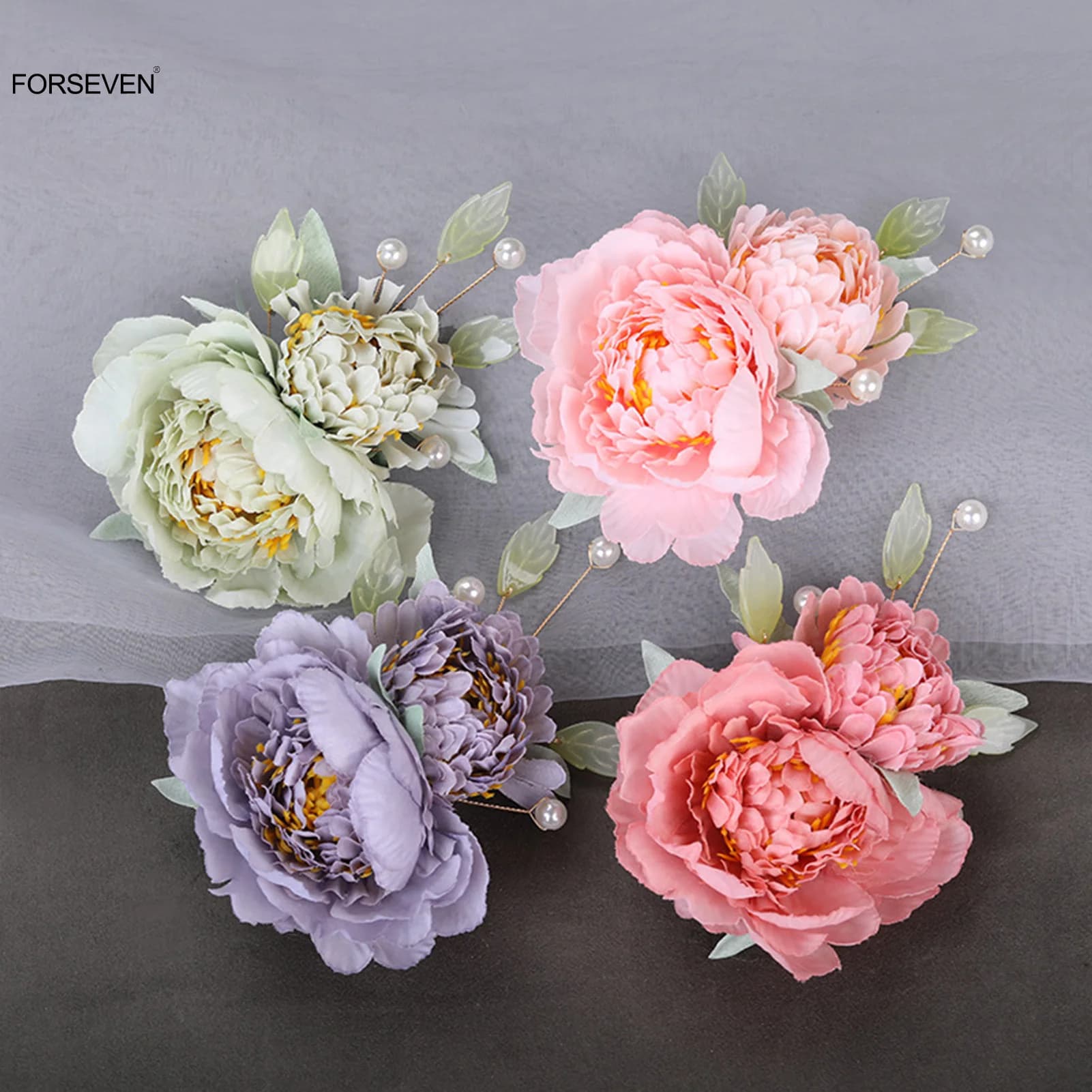 Silk Flower Hairpins Side Clips Ancient Chinese Style Hair Accessories Floral Hairclips Pearl Headpiece for Women Hanfu Dress