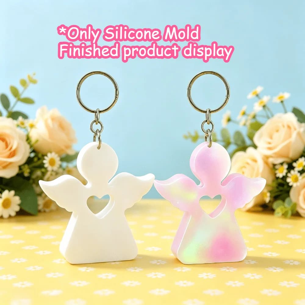 Hollow Little Angel Silicone Resin Mold 3D Heart Design DIY Gypsum Candle Making Mold Home Wedding Decoration Handcraft Gift