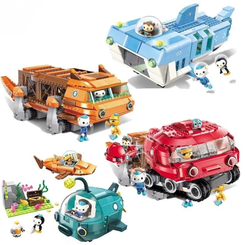 Giocattoli Octonauts, 13 Set di Veicoli GUP, Blocchi da Costruzione con Capitano Barnacles, Kwazii, Pinguino, Kit di Costruzione Avventura Oceanica