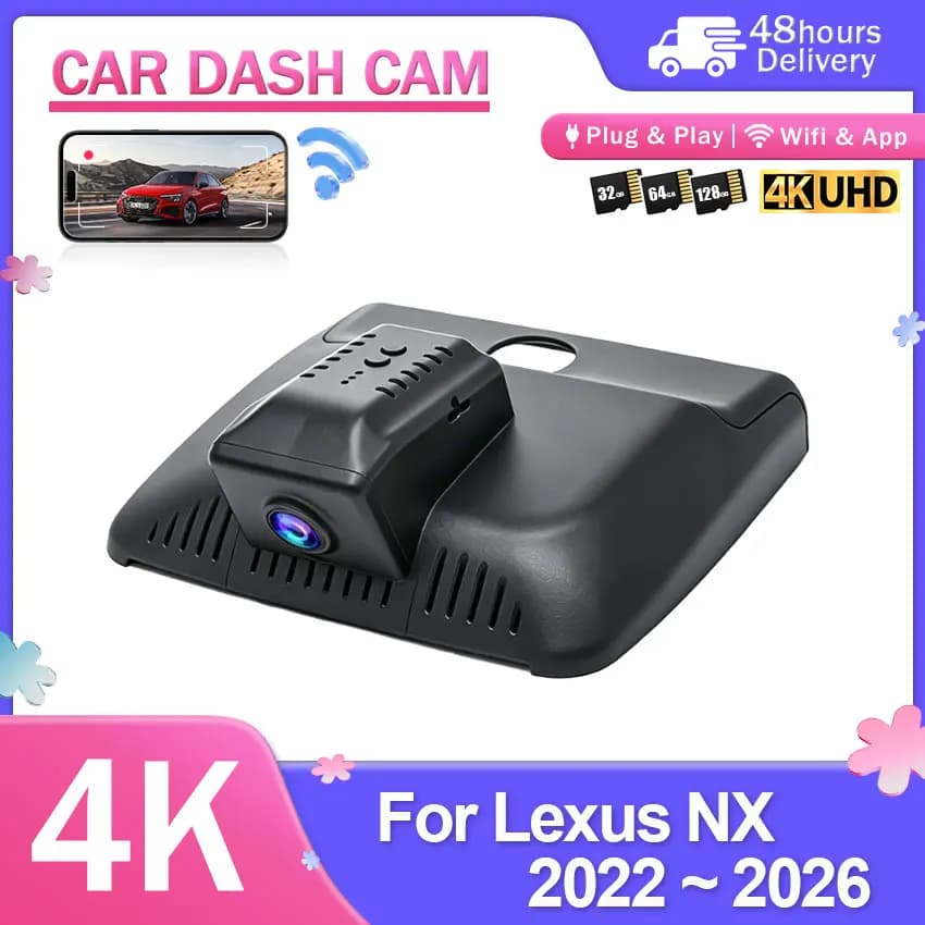 4K Car DVR Dash Cam For Lexus NX 2022-2026 WiFi & APP App Control Front and rear dual cameras Car camera