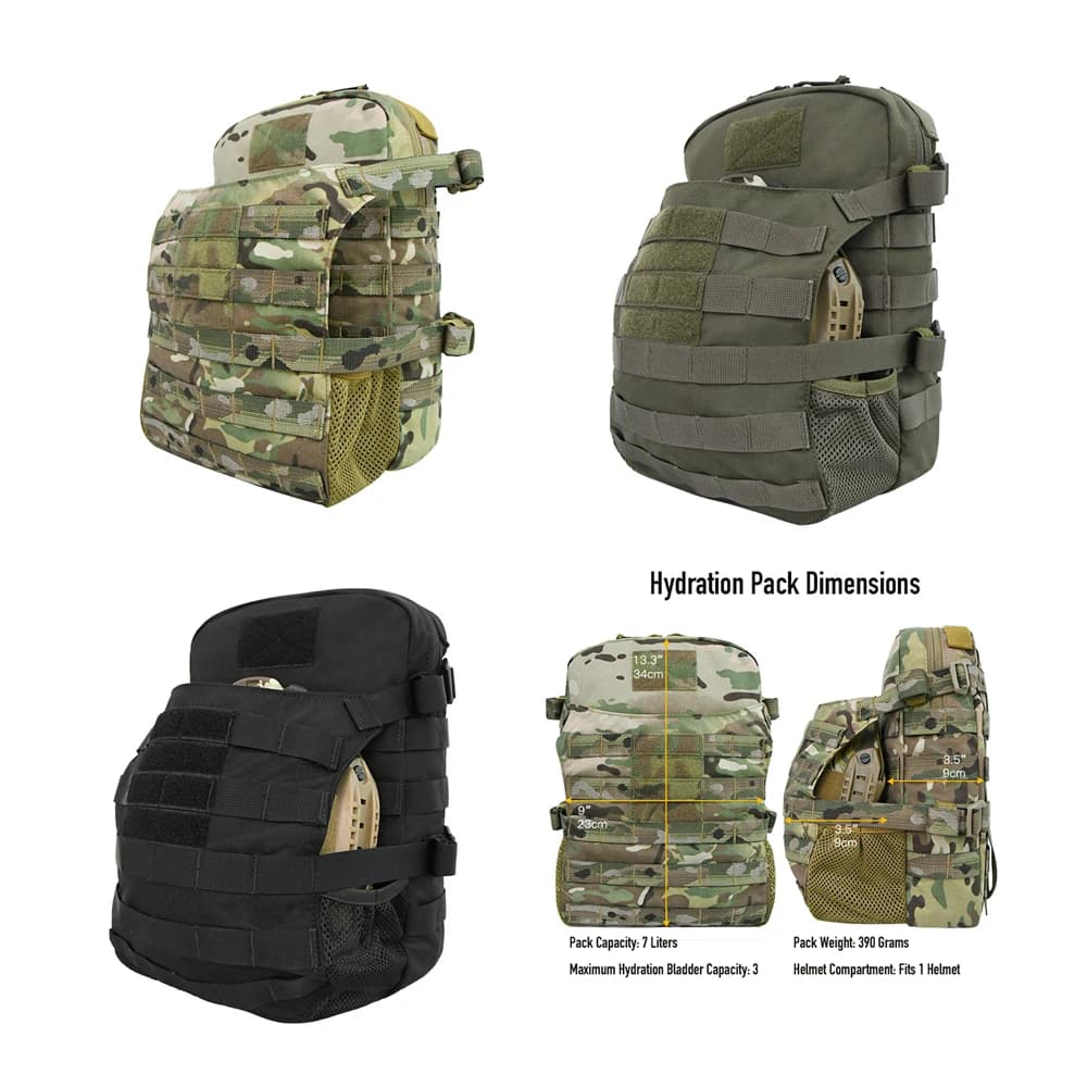 500D Nylon Tactical Backpack&Helmet Bag Hydration Pack Hunting Hiking Rucksack Outdoor Equipment