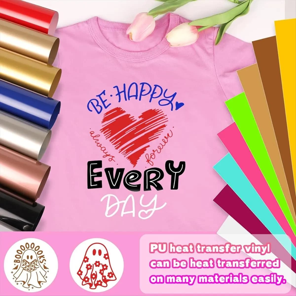 ABFS Heat Transfer Vinyl Bundle - 12 X 12inch Iron on Vinyl for T-Shirt, HTV Vinyl Compatible with Heat Press Craft Cutters