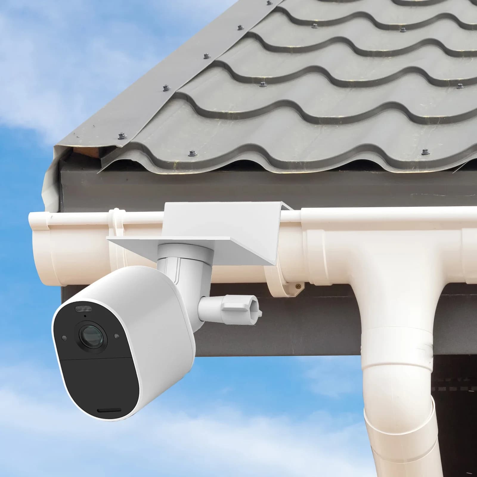 White Weatherproof Gutter Mount for SimpliSafe Wireless Outdoor Security Camera/Nest camera(battery)/Tapo C420S2/C400/C425