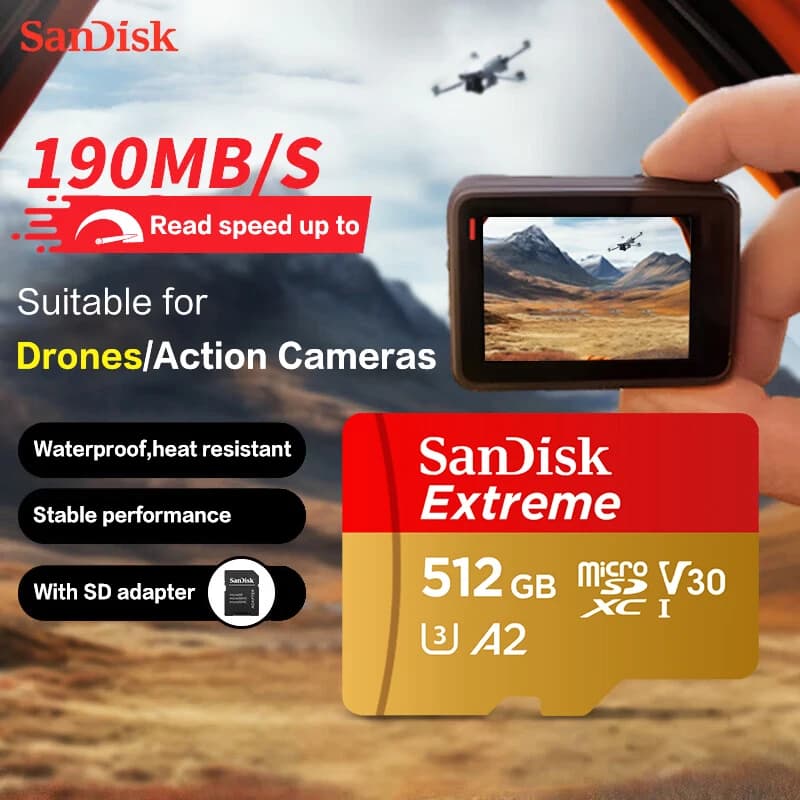 SanDisk Micro SD Card V30 32GB 64GB TF Card classe 10 128GB scheda di memoria estrema per fotocamera Drone 100% originale fino a 190 Mb/s