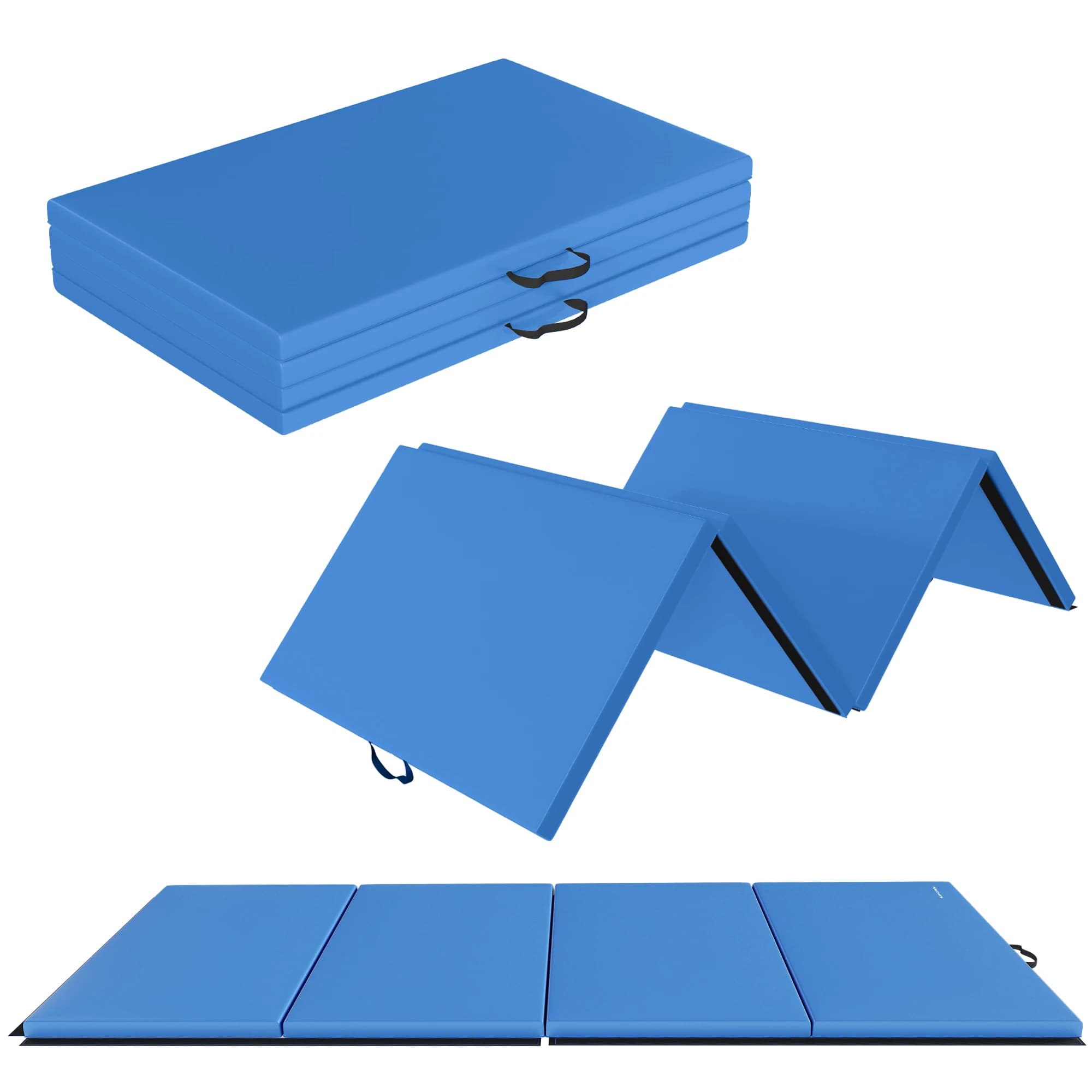 4ft x 10ft x 2in Folding Gymnastics Mat, Extra Large 4-Panel Exercise Mat for Tumbling, Stretching, Yoga, Cheerleading, Home Gym