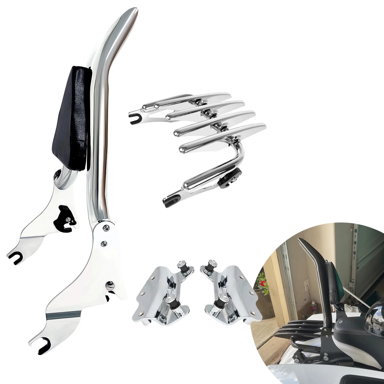 Per Harley Road King Street Glide Ultra Electra FLHR FLHXS CVO 09-26 Schienale Moto Rimovibile Sissy Bar con Portapacchi