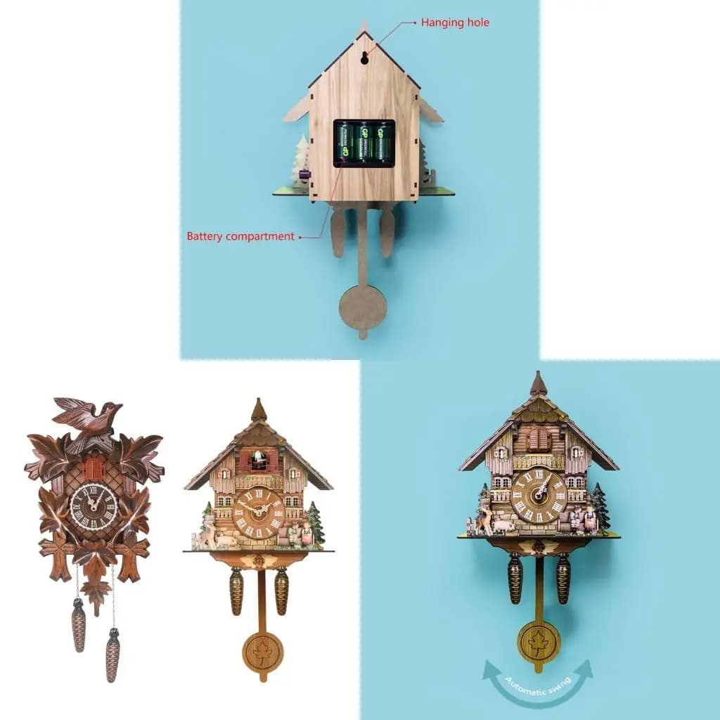 Wooden Wall Clock Cuckoo Antique Pendulum Hanging Handcraft Swing Alarm Watch Home Bedroom Decoration