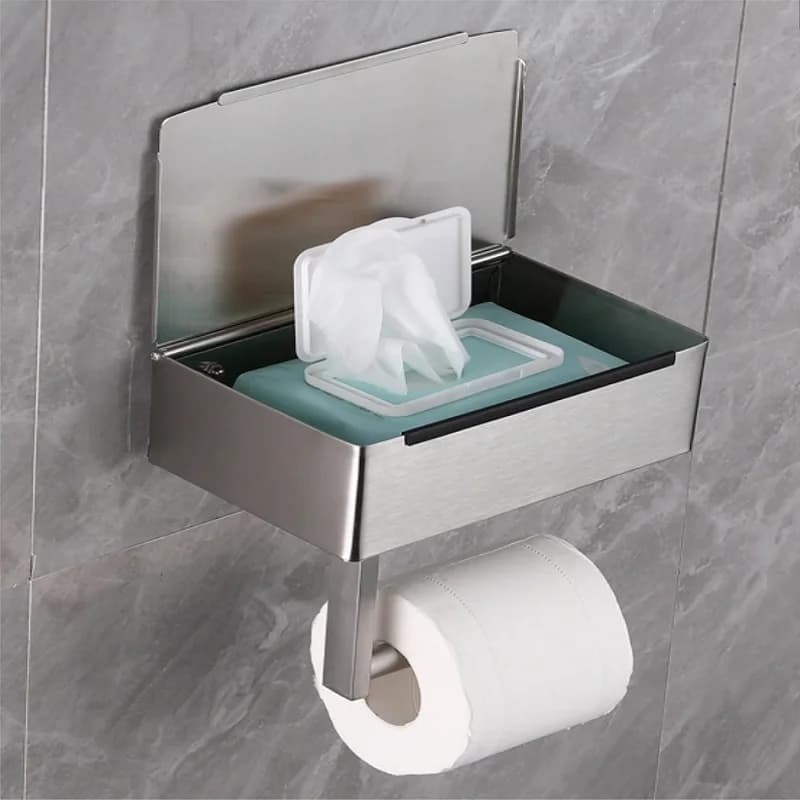 Porta carta igienica con ripiano, dispenser per salviette lavabili, adatto per riporre salviette da bagno, mantenere le salviette nascoste fuori vista