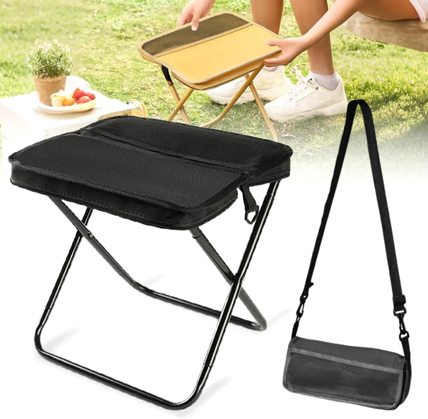Sedia da Campeggio Pieghevole Portatile GMOX Ultraleggera 1,5 libbre, Resistente fino a 180 kg, con Tracolla per Escursionismo e Attività all'Aperto