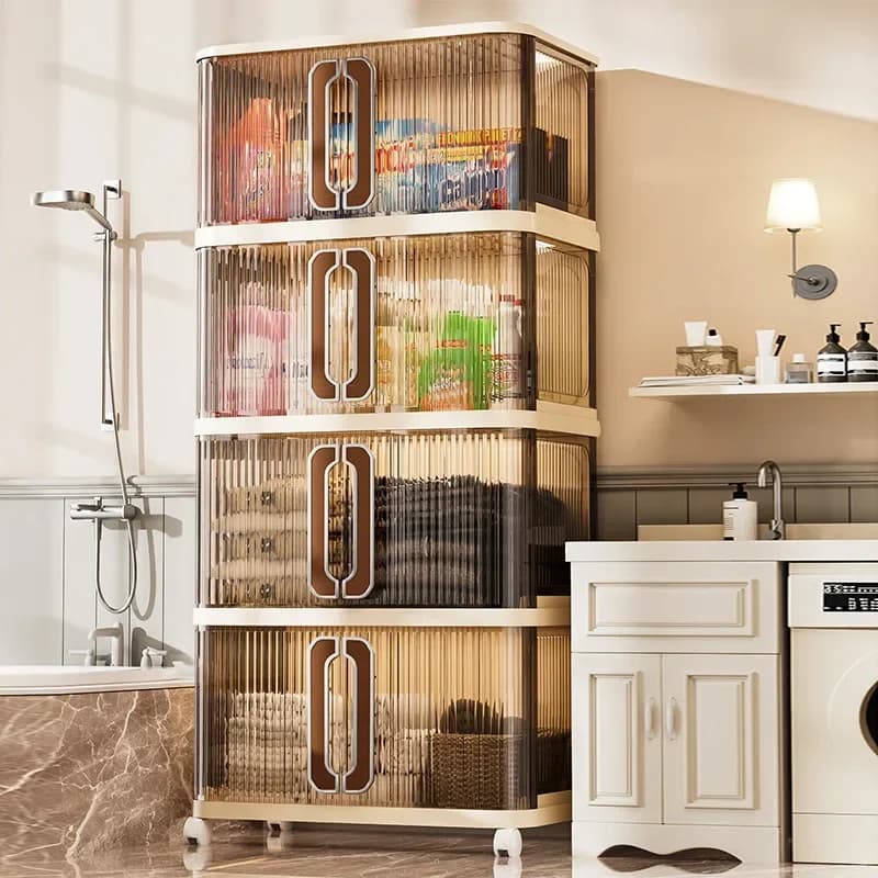 Household Folding Storage Cabinet Large Capacity Double Door Bedroom Clothes Toy Locker Free Installation Storage Box