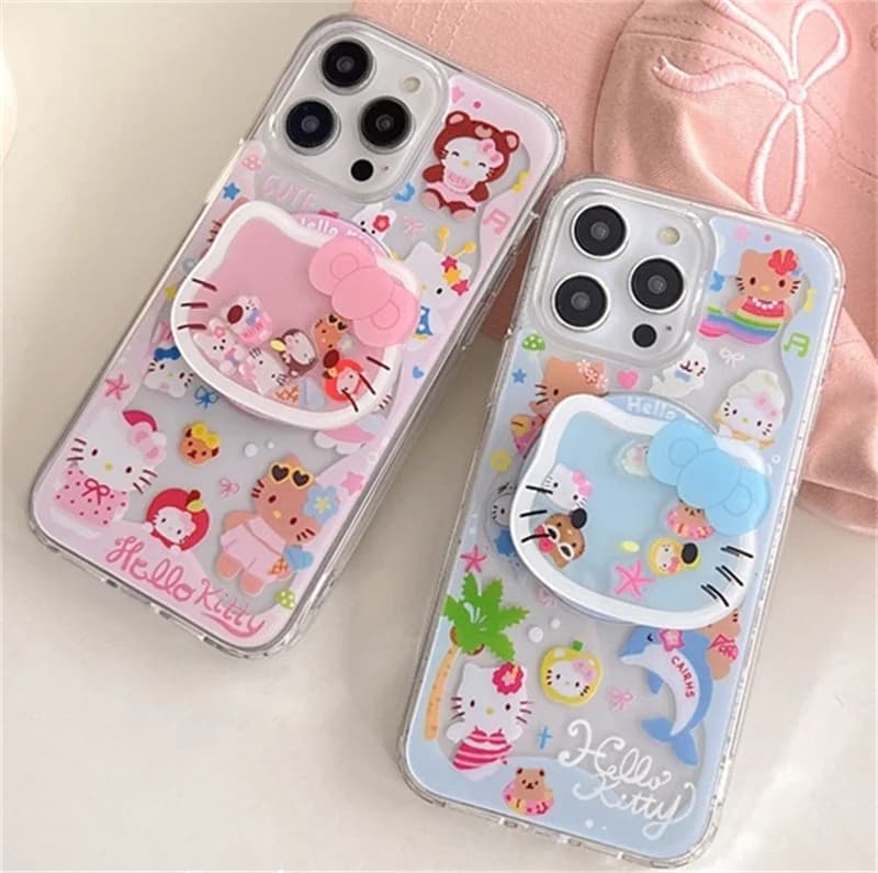 Cute Hello Kitty Cartoon Magsafe custodia per telefono con ricarica Wireless per iPhone 11 12 13 14 15 16Pro Max Kitty Shake Cover magnetica per supporto