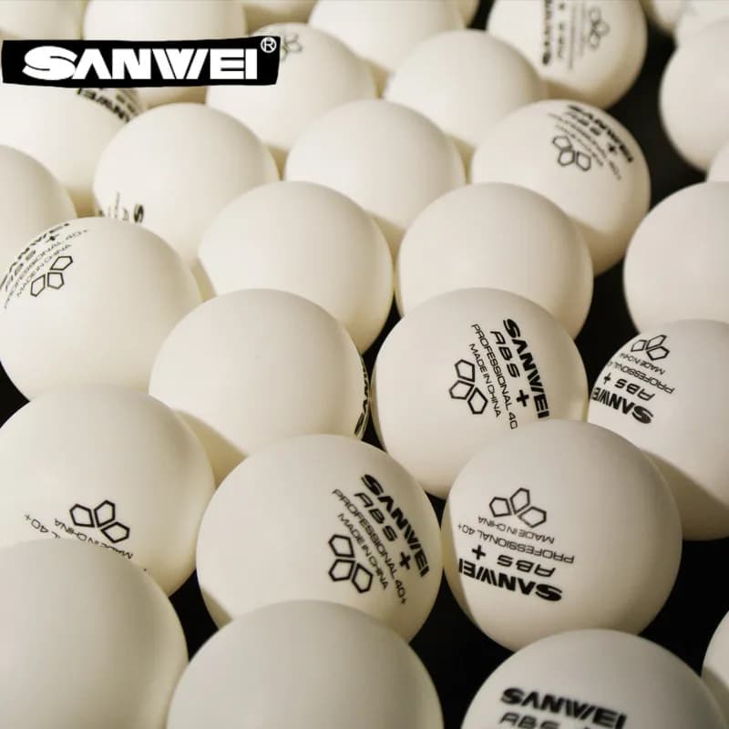SANWEI Nuove Palline da Ping Pong 3 Stelle ABS 40+ TR Migliorate per Allenamento, Durevoli, 100 Pezzi per Allenamento in Club
