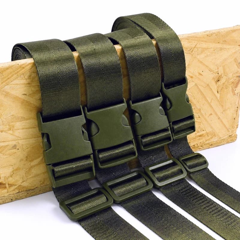 2/5Sets Armygreen Adjustable Reflective Nylon Strap Kit Plastic Buckle Slider for Dog Collars Leashes Harnesses Sewing Supplies