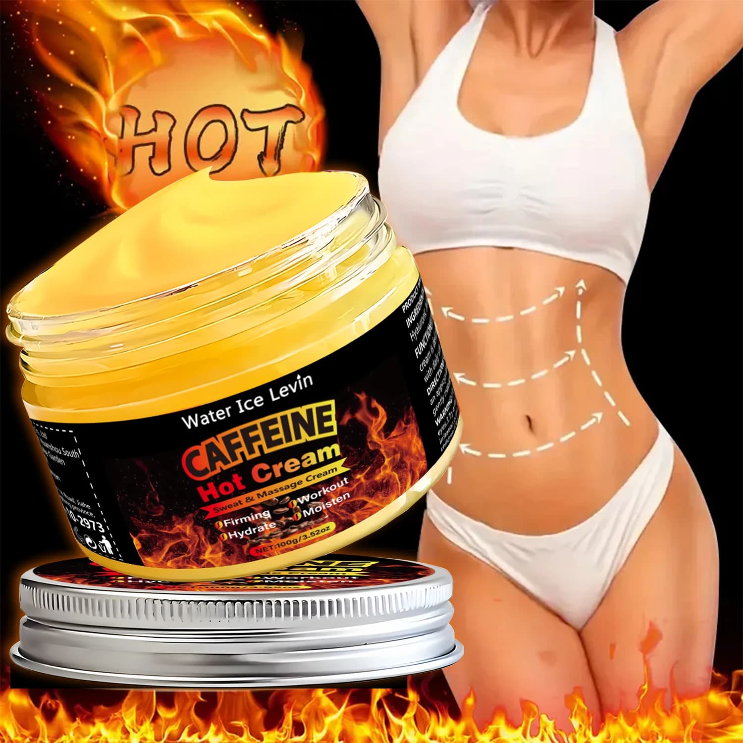 Caffeine massage cream, Body cream, Caffeine Ricca and other extracts, Satin skin, Moisturizing skin, Easy to absorb