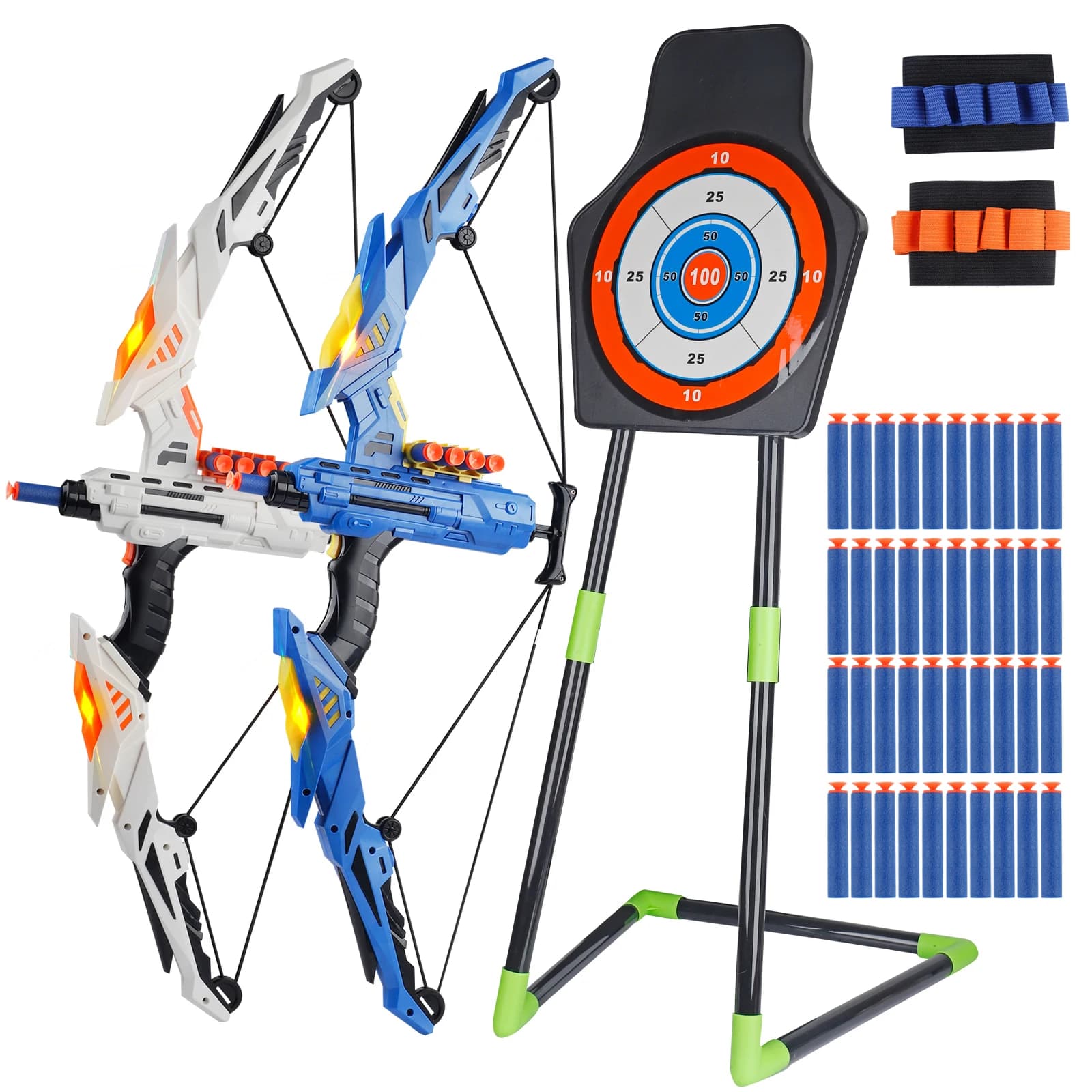 Giocattolo con freccia ad arco per bambini blu e bianco – Adatto per giochi interni/esterni, regalo perfetto per le vacanze/retro a scuola