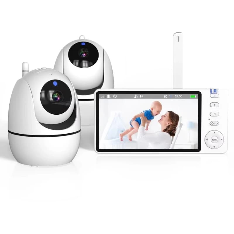Monitor intelligente per il sonno del bambino Visione notturna Rilevamento del pianto della temperatura Monitor per bambini da 5 pollici 720P con fotocamera e audio