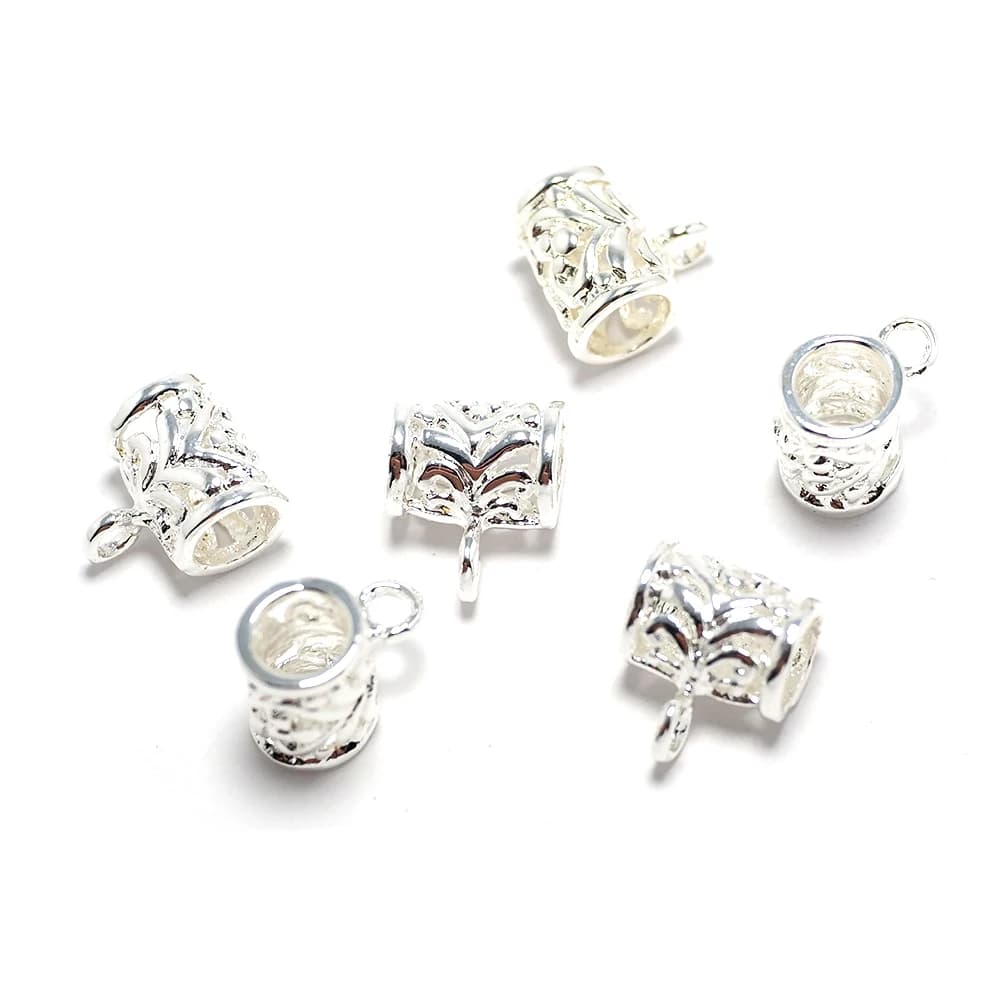5 pezzi di connettori a foro grande, ottone placcato oro rosa, perline placcate argento con ciondoli ad anello, creazione di collane di gioielli con bracciale