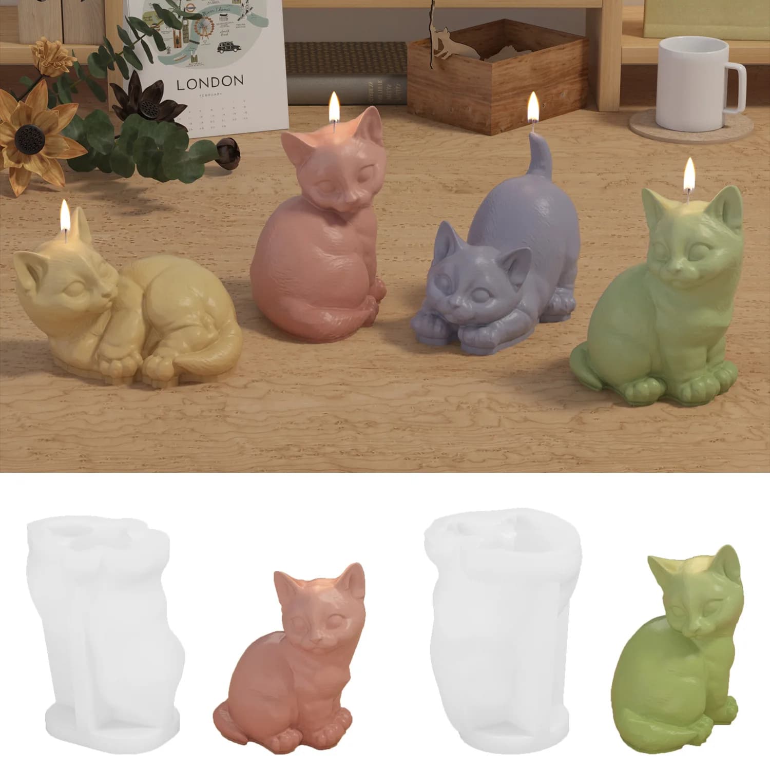 Fai da te 3D candela cucciolo che fa kit stampo in silicone cubo di ghiaccio cani finti sapone profumato resina decorazioni per la casa fatti a mano regalo carino ornamenti da tavolo