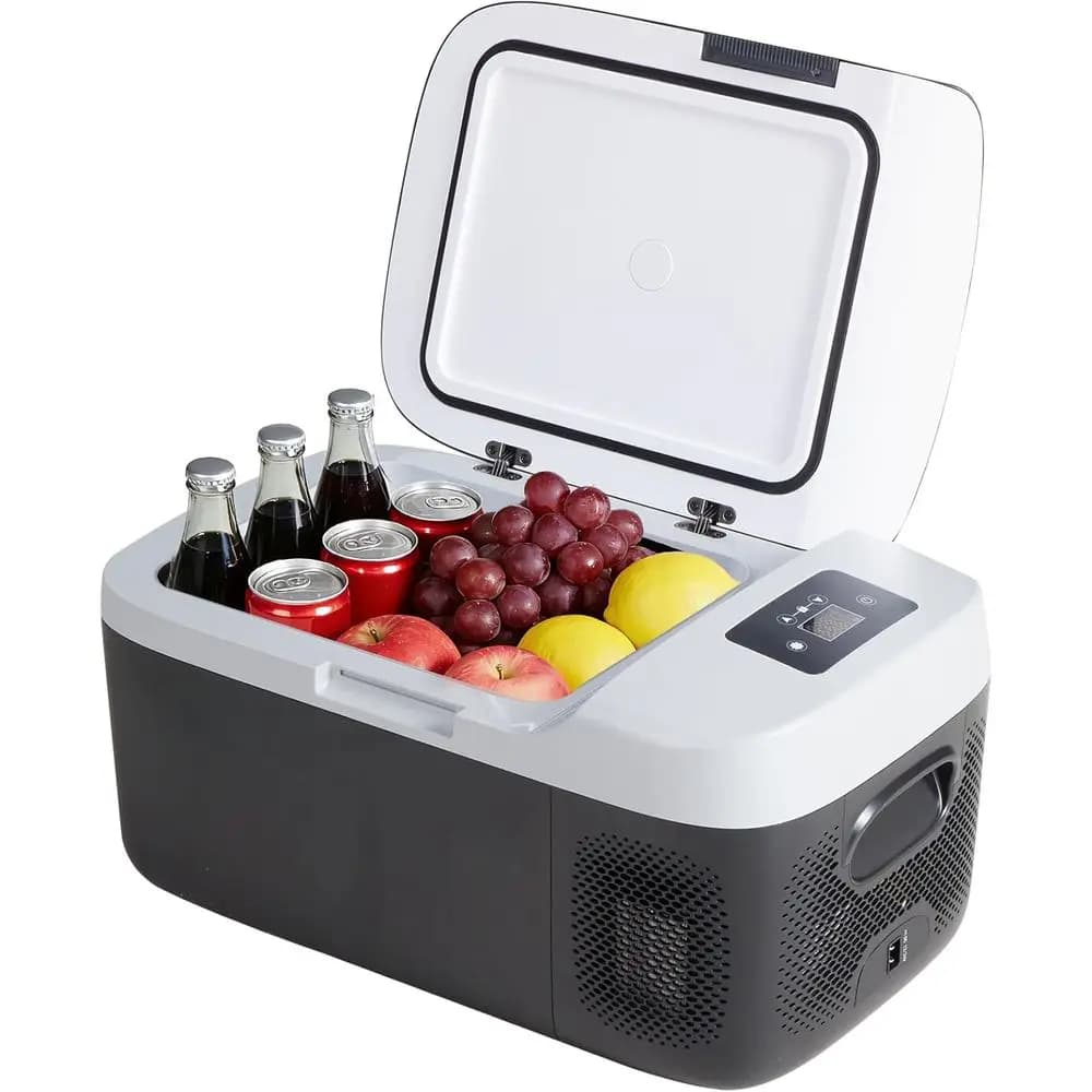 Frigorifero portatile per auto a zona singola da 17QT, -4 ℉ fino a 68 ℉ Controllo intelligente Bluetooth, Sicurezza batteria auto, Blocco bambini, 12/24V DC e 100-2
