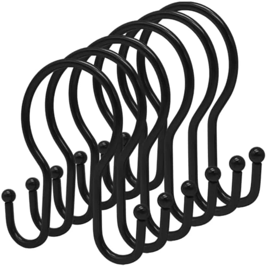 Double Shower Curtain Hooks Rings, 24 Pcs Rustproof Metal Shower Hooks for Shower Curtain, Glide Smoothly Double Shower Rings f