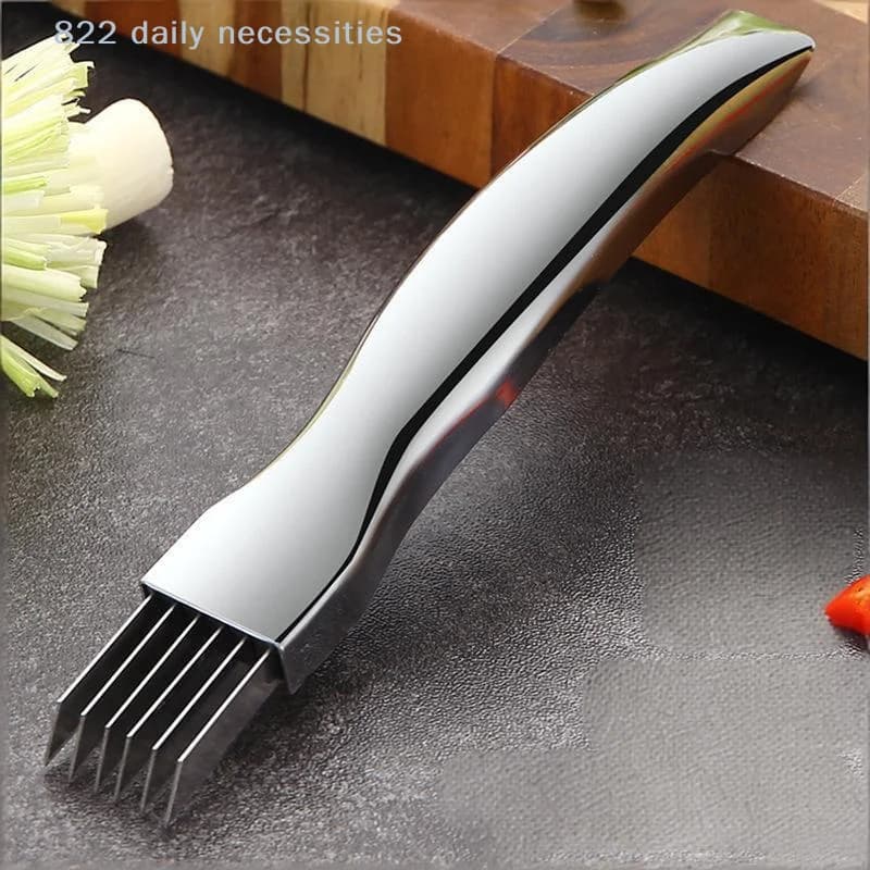 Stainless Steel Scallion Cutter Kitchen Slicing Knife Fast Onion Slicer for Effortless Cutting in Professional and Home Kitchens