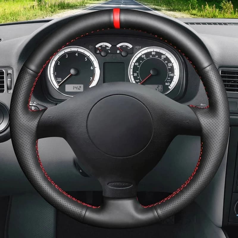 Black Artificial Leather Car Cover for Seat Leon MK1 (1M) 1998-2005 Skoda Fabia RS 2003 Fabia 1 (6Y) 2004-2005