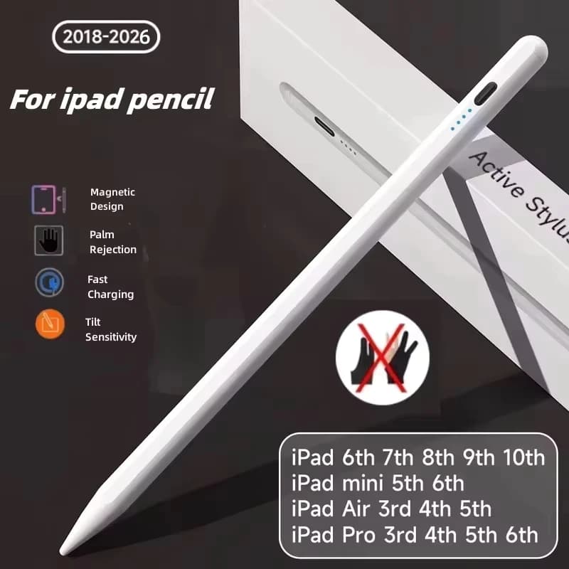 Per Apple Pencil 2 1 con sensore di inclinazione e riconoscimento del palmo, penna stilo per iPad 6/7/8/9/10 (2018-2026), mini 5/6, Air3/4/5, Pro 11/12