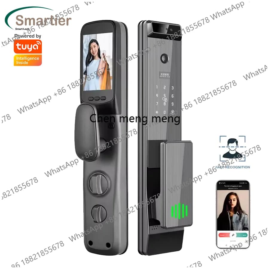 Serratura Intelligente Smartier con Riconoscimento Facciale 3D, Impronta Digitale, Videocitofono, Occhio Magico, Sicurezza Automatica, Serratura Digitale Smart Tuya Wifi