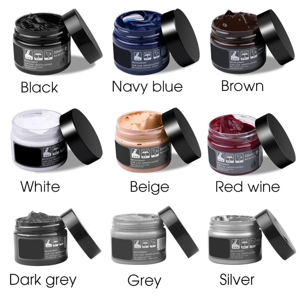 Skin repair kit for auto Liquid balm for skin recoloration No heat repair tool Holes for car seats Graffi Crepe Rips shoe restoration set