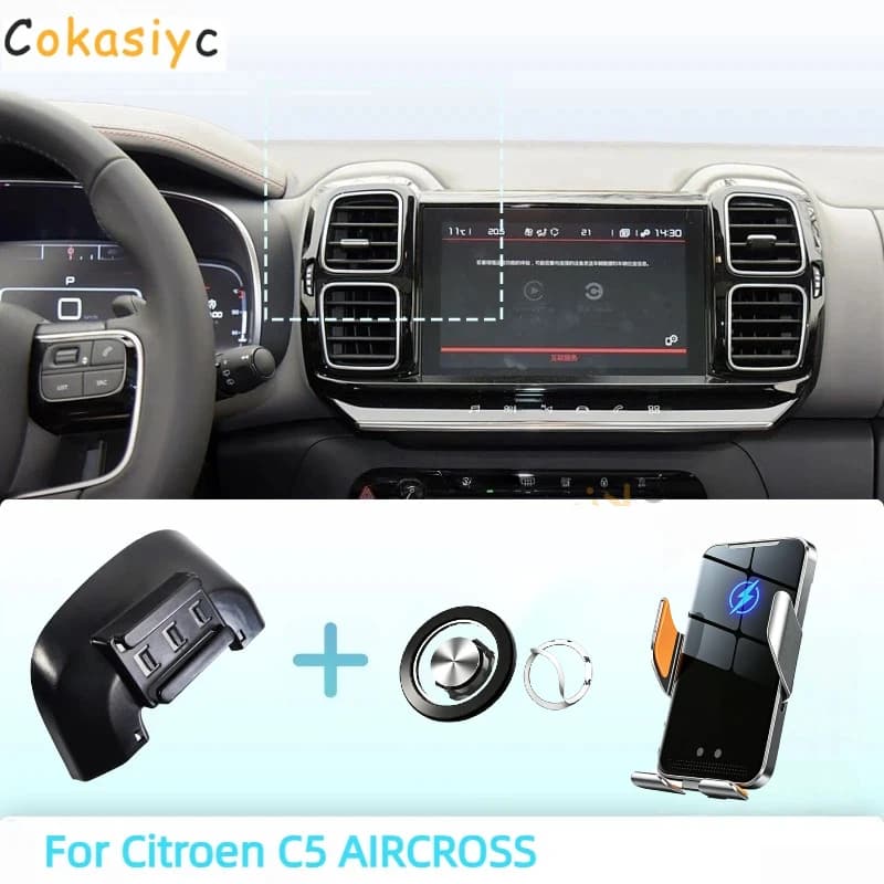 For Citroen C5 AIRCROSS 2017-2021 2022 2023 Phone Holder Car Magnetic Mount Smart Sensing Wireless Charging One-Touch Release Qi