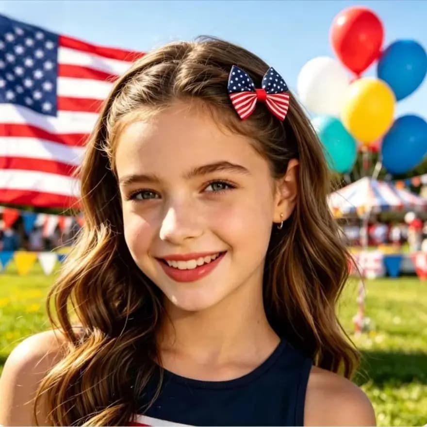 4 Styles USA Flag Hair Bow Clips Red White Blue Ribbon Bows Barrettes For Baby Girls Toddler Independence Day Hair Accessories