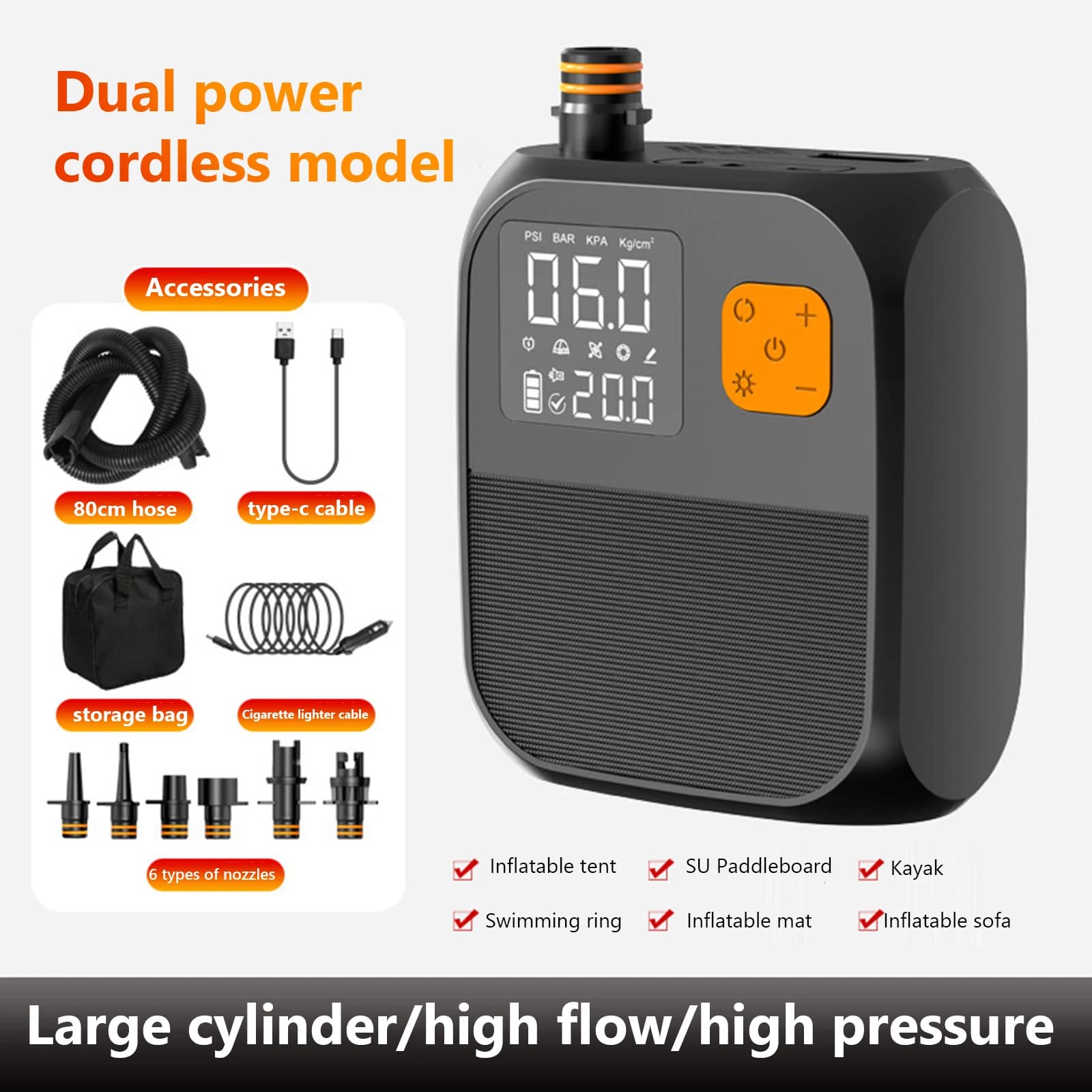 SUP Boat Accessories High Pressure 25PSI Portable Air Compressor Stand Up Paddle SUP Pump Electric Air Pump for Kayak Kite Wings