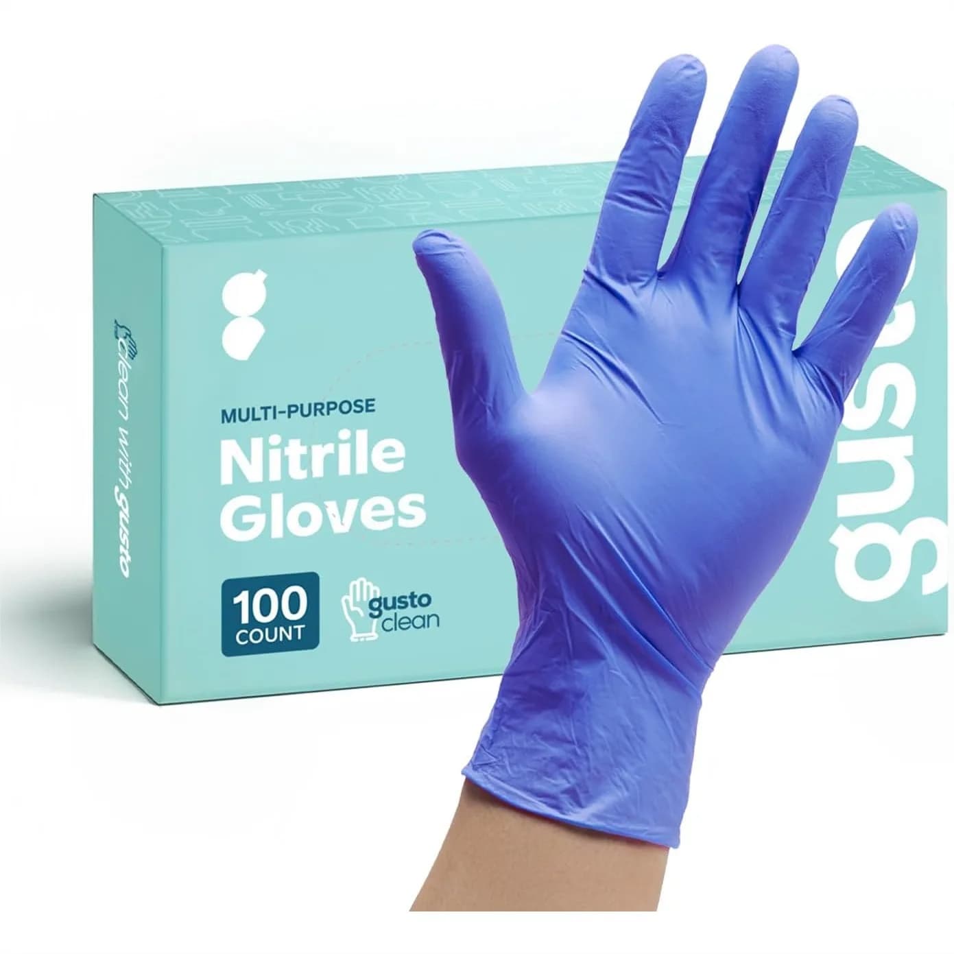 Guanti Monouso in Nitrile Blu, 4 Mil – Senza Lattice e Gomma, Senza Polvere, Non Sterili per Manipolazione Alimenti e Pulizie