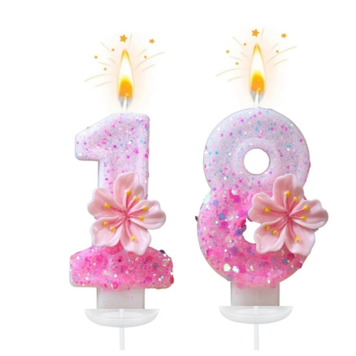 New 0-9 Number Birthday Candles original Pink gradient flower birthday cake digital party anniversary candle decoration