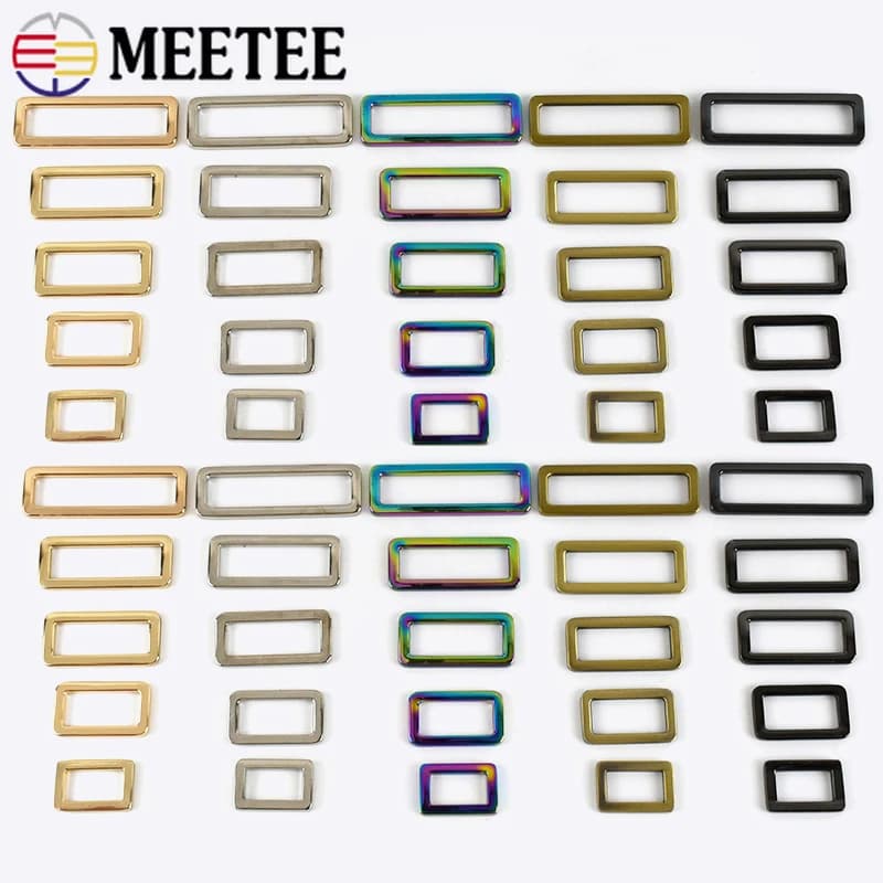 Meetee 5/10/20 Pezzi Fibbie di Regolazione della Tessitura in Metallo Borsa Quadrata Zaino Cinghia Fibbia Collare di Cane Catenacci Accessori Hardware FAI DA TE
