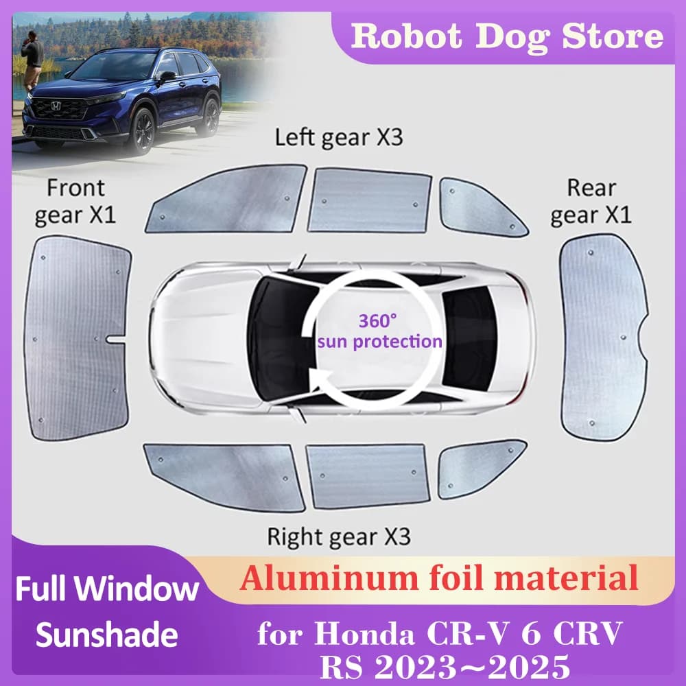 Total Covered Sunset for Honda CR-V 6 CRV RS 2023 ~ 2025 2024 Windows visor Mat windscreen curtain skylight cover accessories