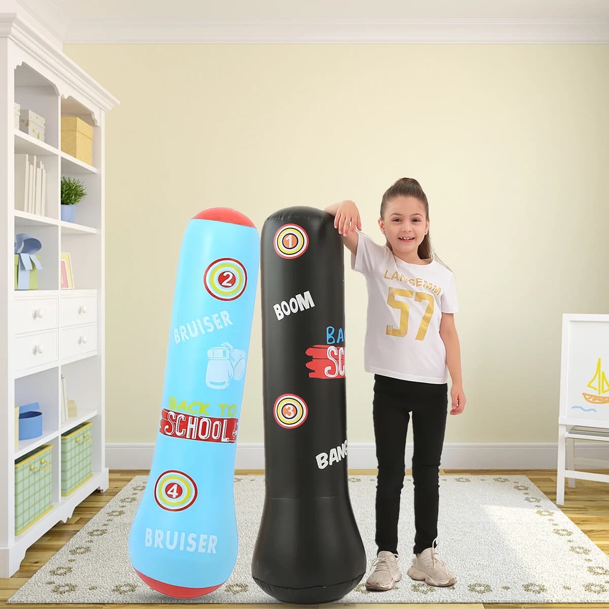 PVC thickened baby boxing column, inflatable for teenagers. Fitness boxing bag that won't fit. Add sand and water